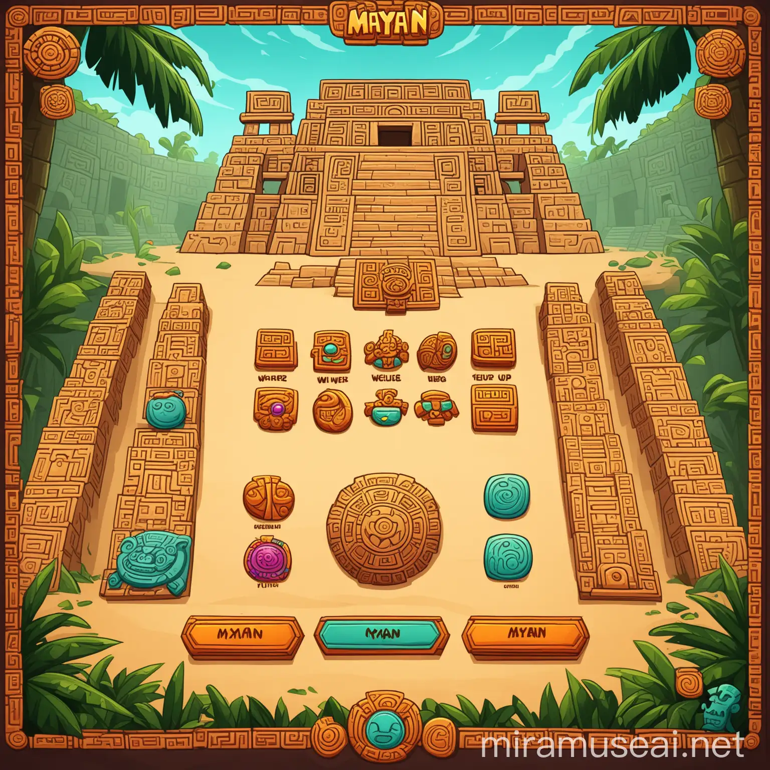 Mayan Web Game UI UX Cartoon