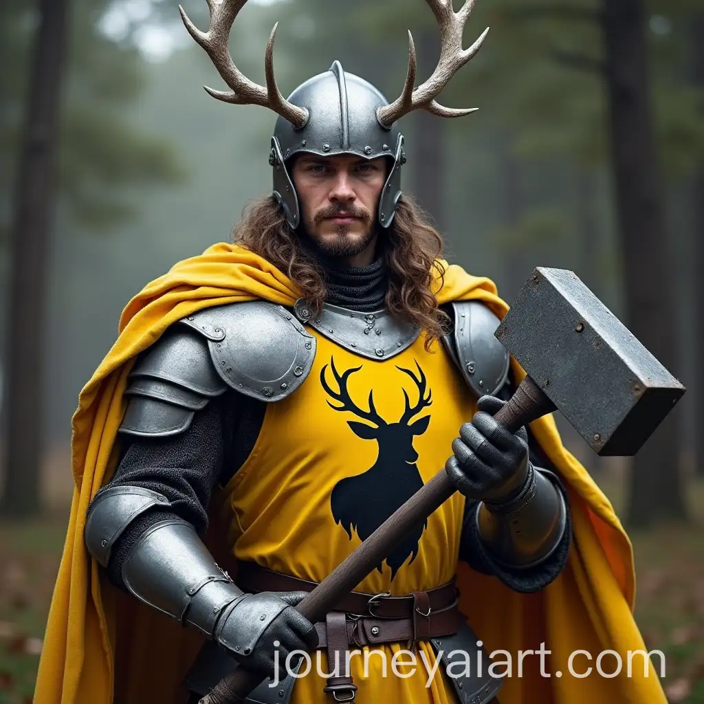 Young-Robert-Baratheon-in-SilverBlack-Armor-with-Warhammer