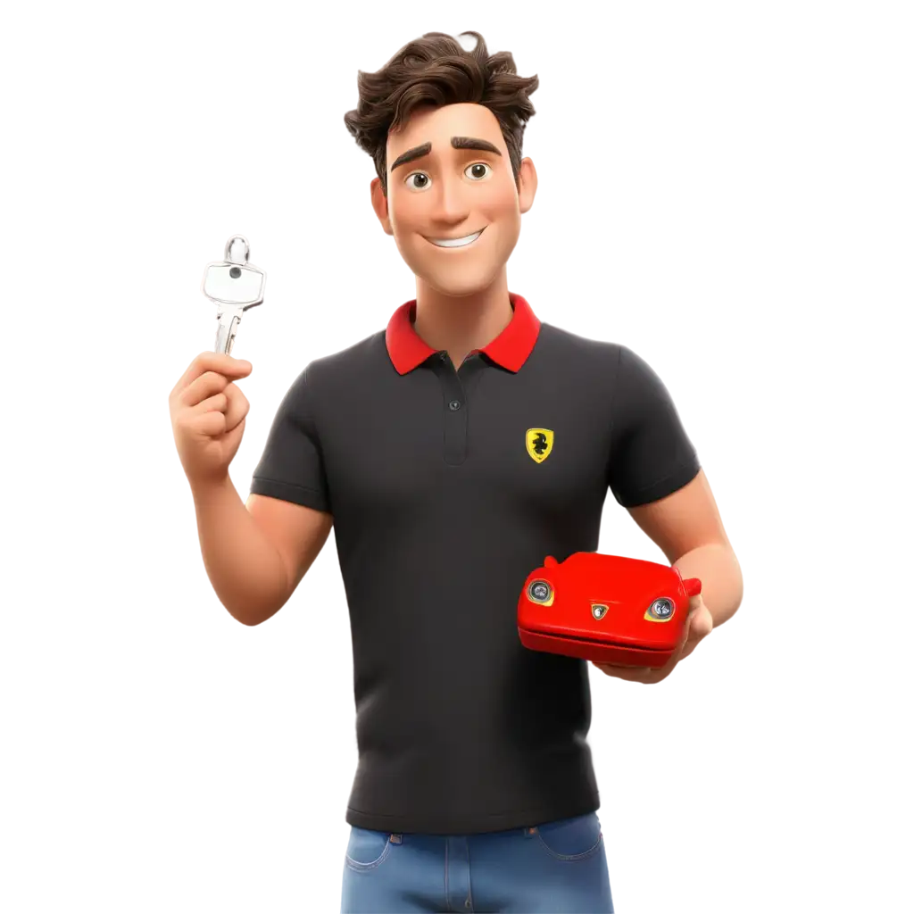 Create-a-HighQuality-PixarStyle-PNG-Image-of-a-Smiling-Young-Man-with-a-Red-Ferrari