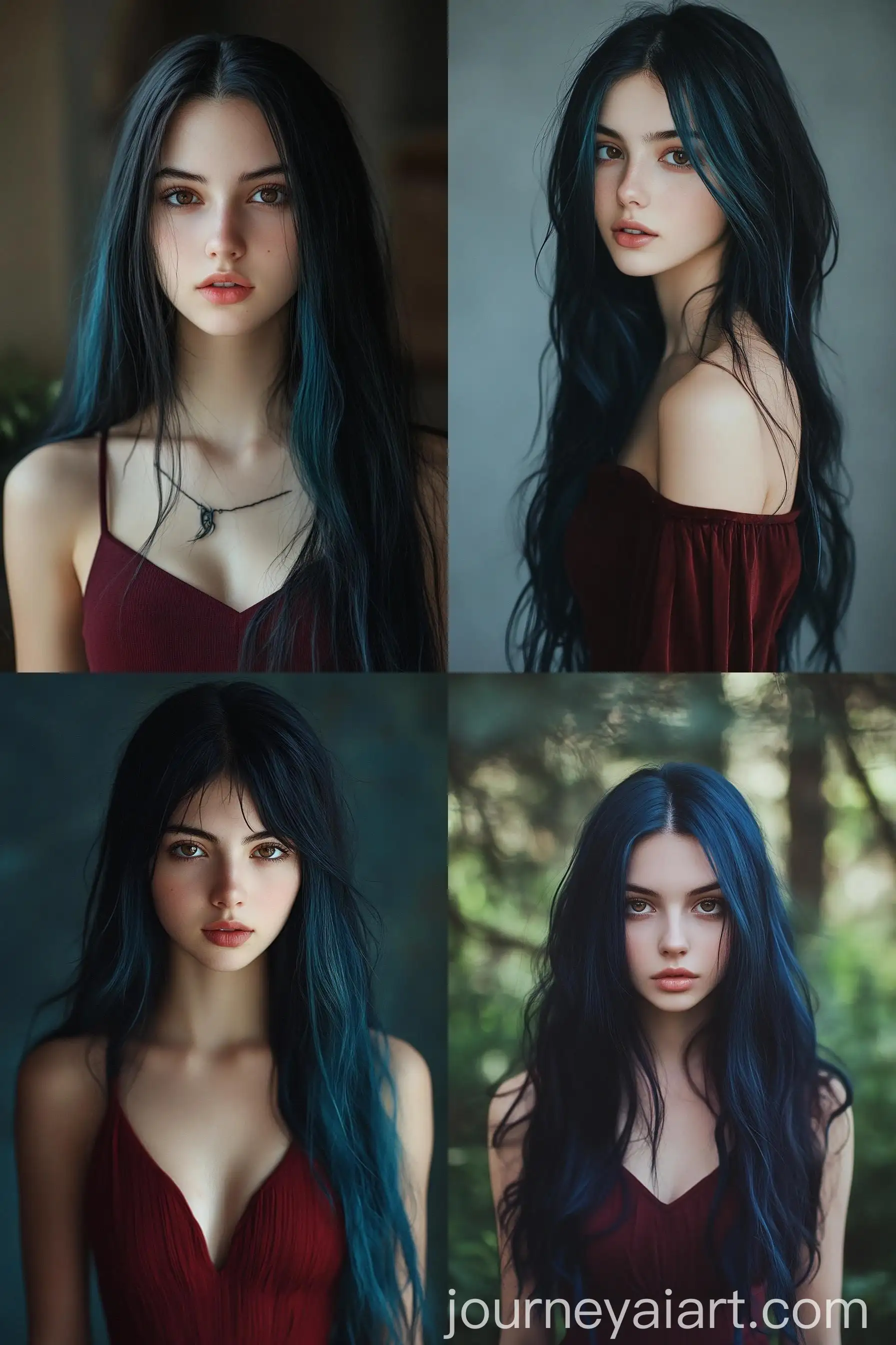 Portrait-of-a-17YearOld-Girl-with-Long-Black-Hair-and-Ocean-Blue-Tips