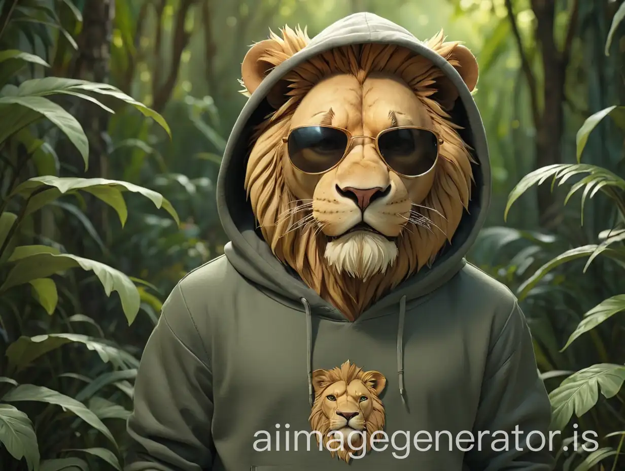 Lion-with-Hoodies-and-Sunglasses-in-Jungle-Setting