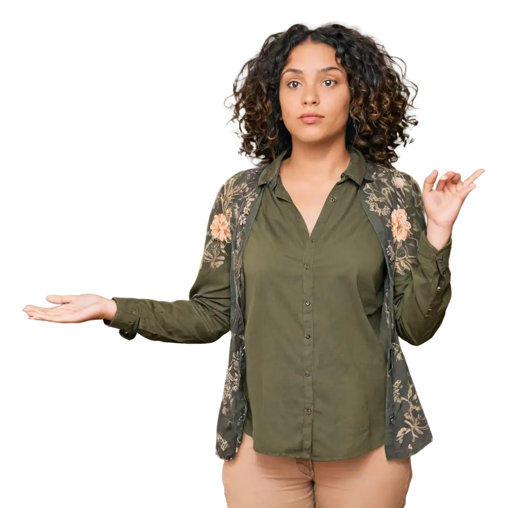 HighResolution-PNG-of-an-Attractive-MixedRace-Woman-in-Floral-Print-Shirt