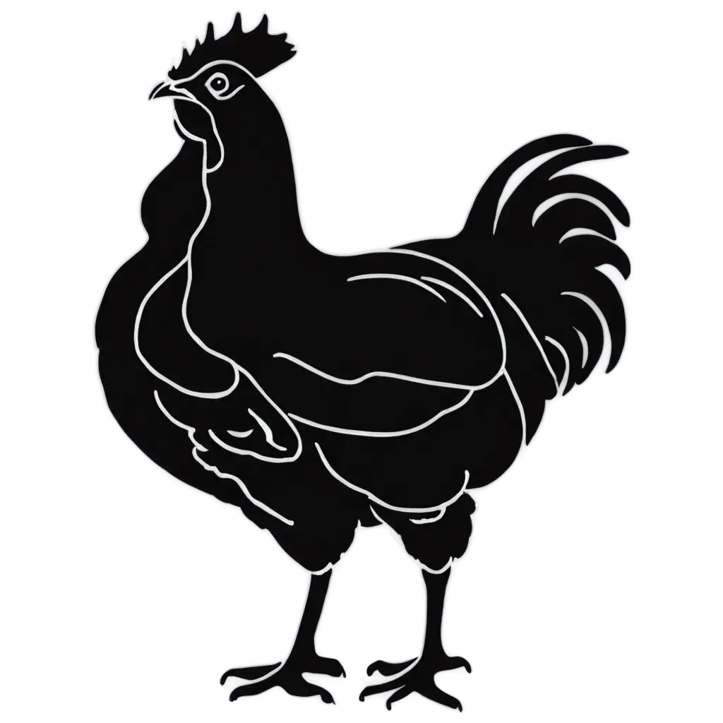 HighQuality-PNG-Logo-Featuring-a-White-Broiler-Chicken-on-a-Black-Farm-Background