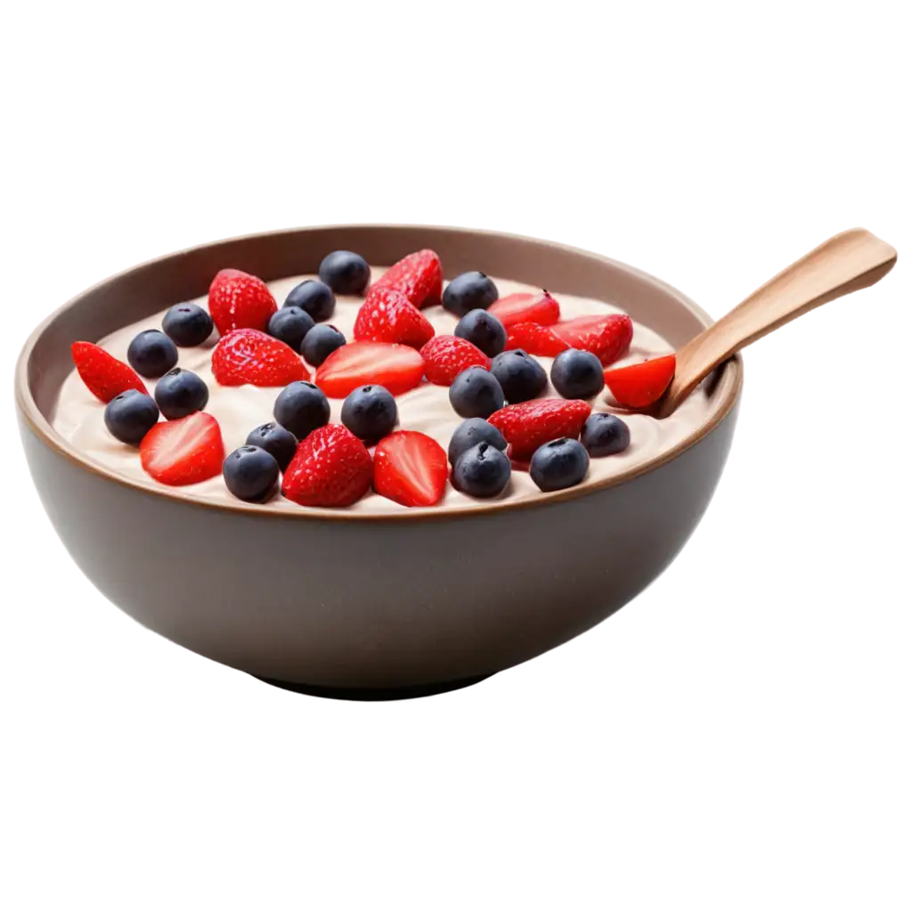 Exquisite-PNG-Image-of-a-White-Bowl-with-Aa-Cream-and-Decorated-Strawberries