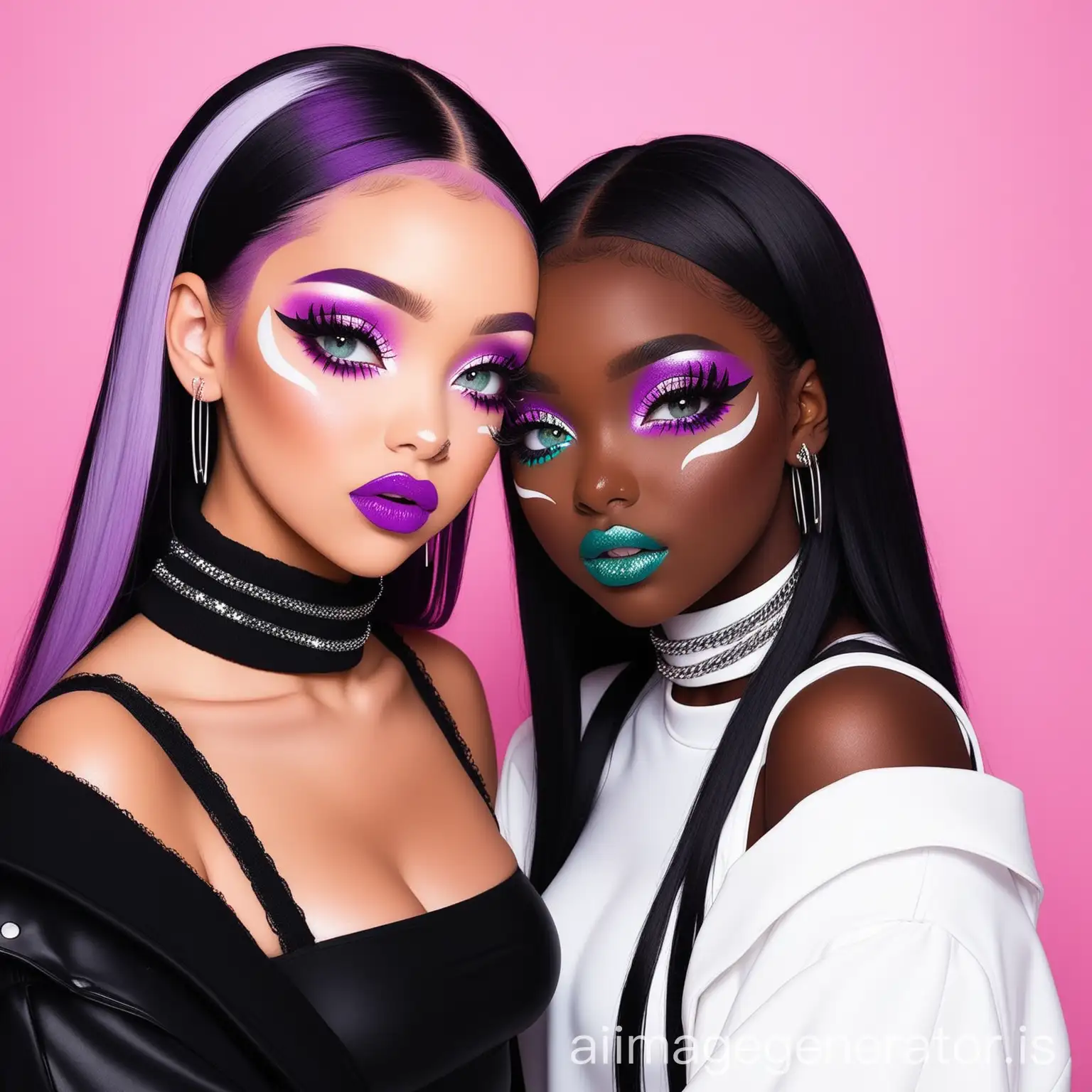 Fashionable-Black-Girls-in-Billie-Eilish-Inspired-Outfits-and-Pop-Makeup