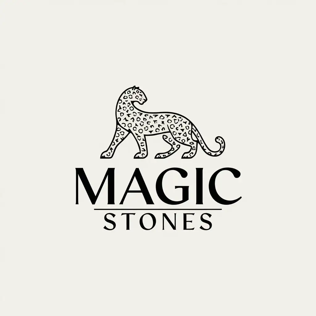 a vector logo design,with the text "Magic Stones", main symbol:Leopard elegantly sideways,Moderate,be used in Beauty Spa industry,clear background