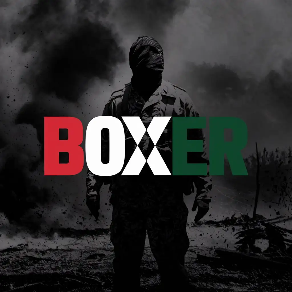 Boxer Soldier in Warzone with Red White Black and Green Colors