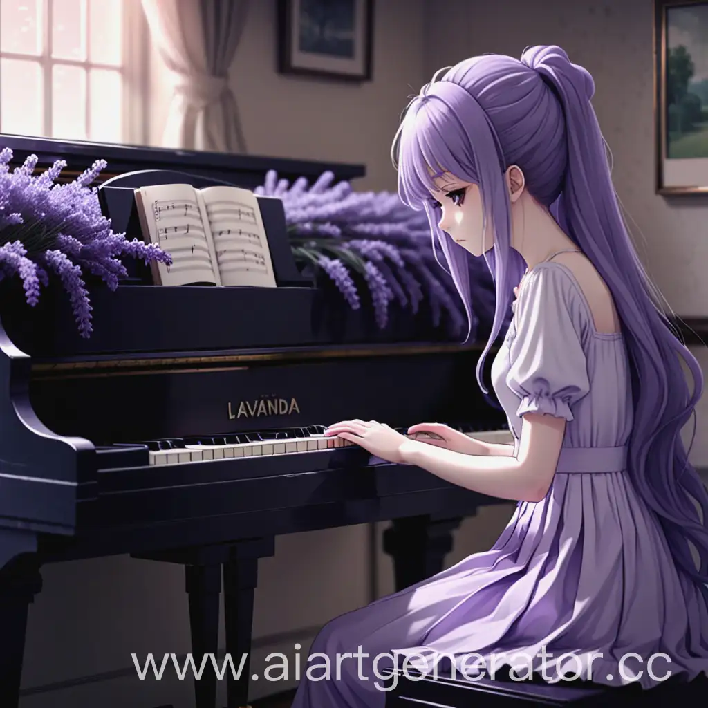 anime, piano, melancholy, sad, lavanda