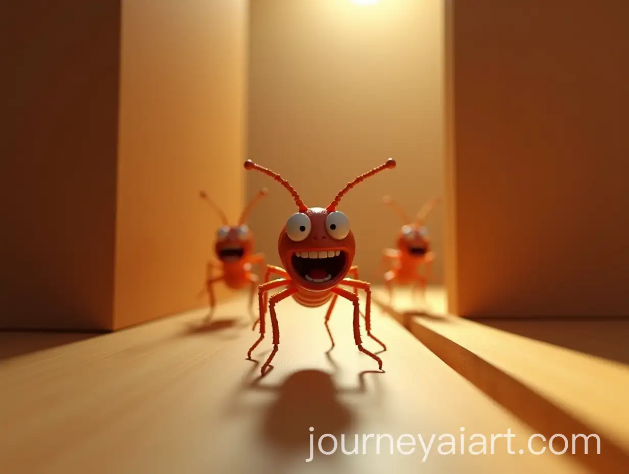 Three-Terrified-Termites-Running-Away-from-Plywood-in-Dynamic-Action