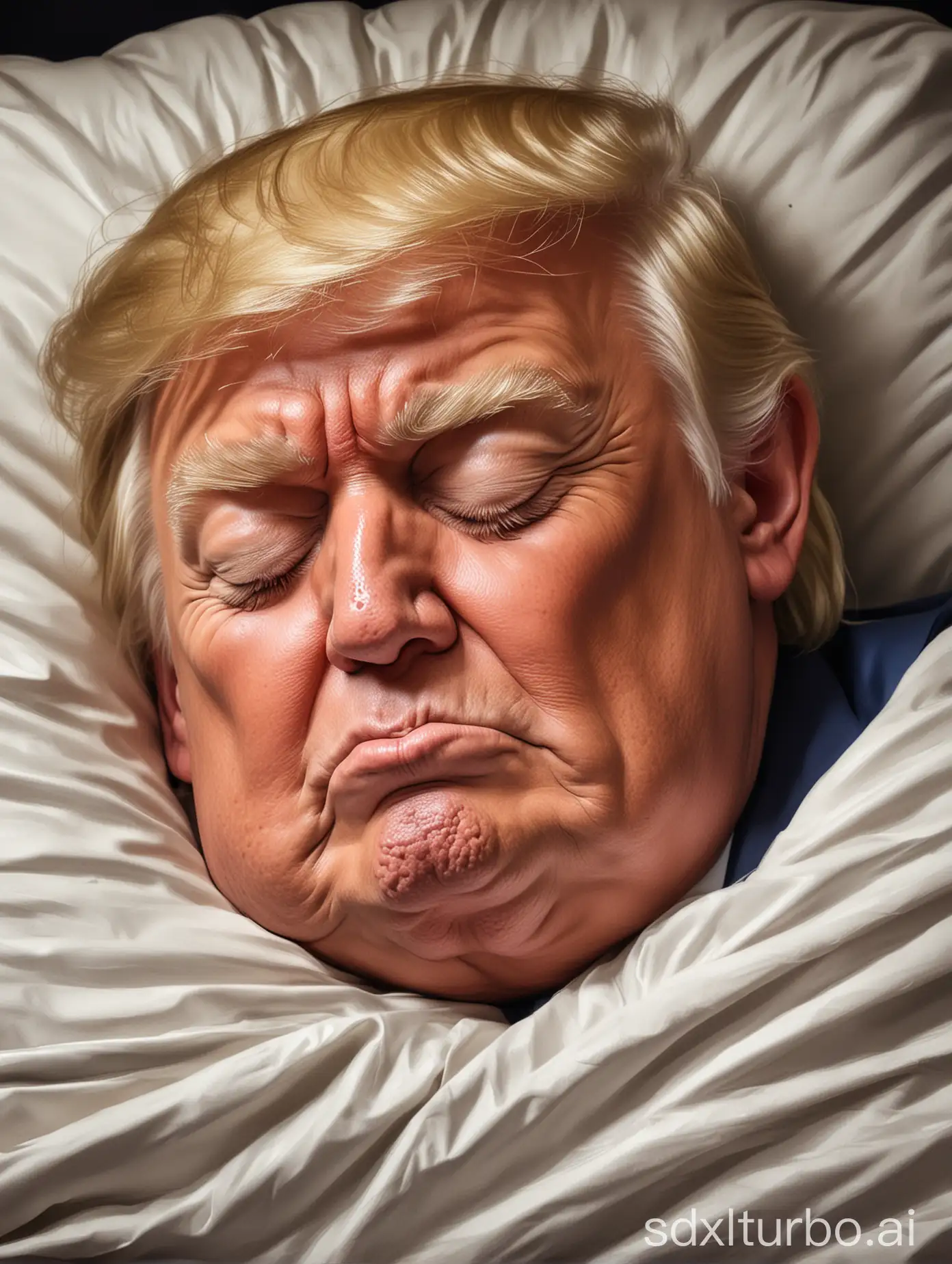 Caricature-of-Donald-Trump-Sleeping-in-a-Lavish-Bed