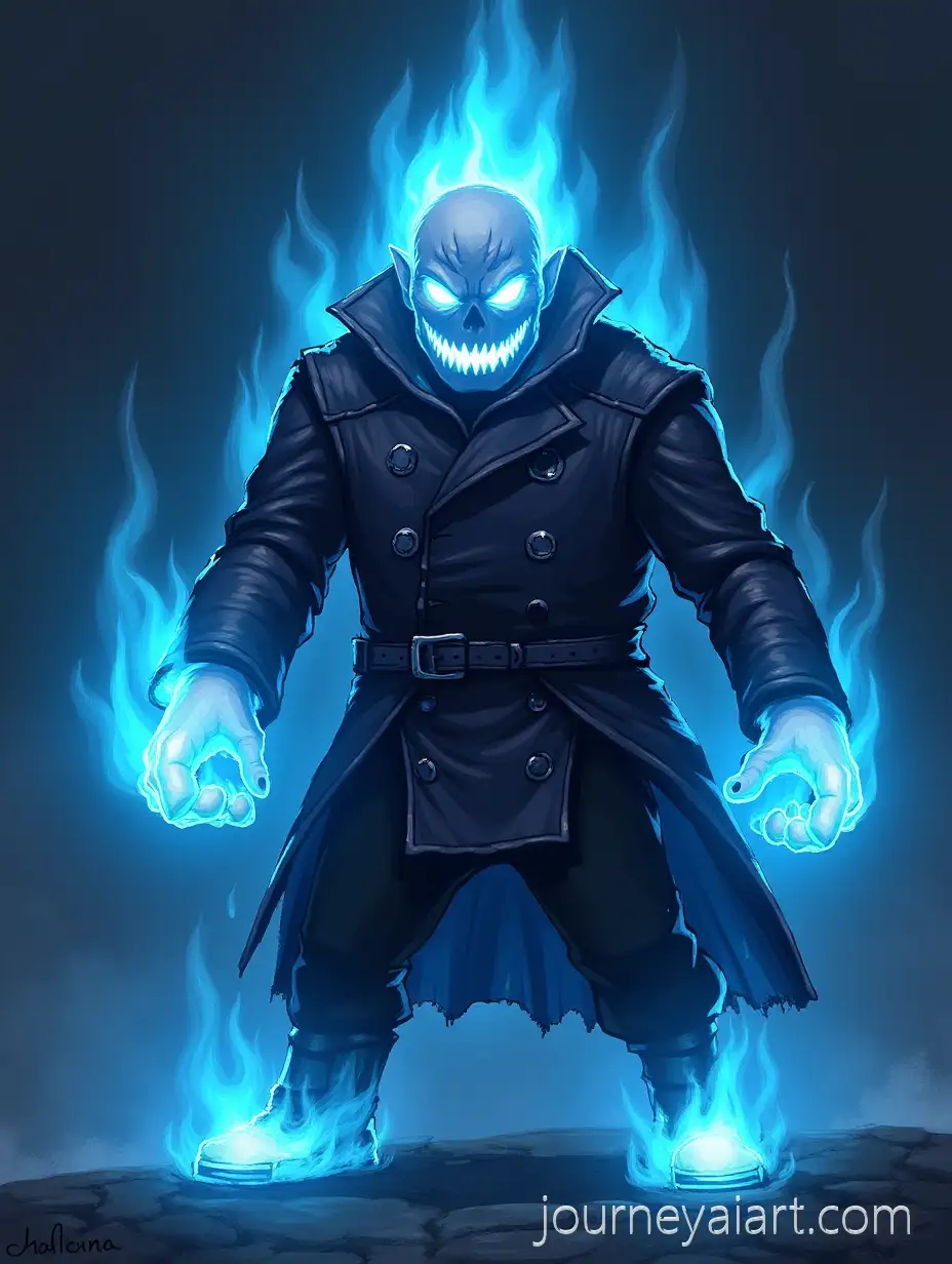 Sans-from-Undertale-with-Blue-Fire-Powers-in-Action