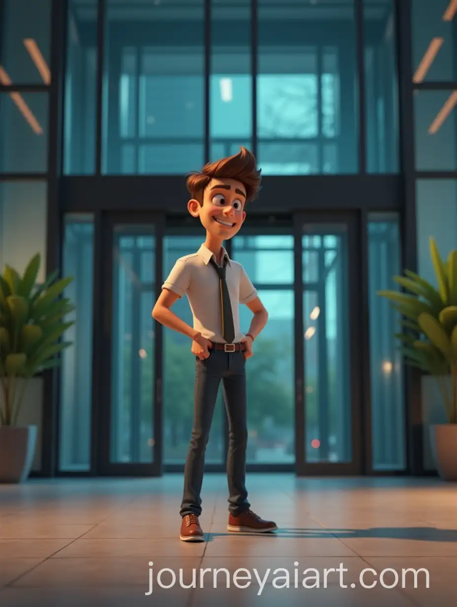 Dramatic-PixarStyle-Animation-of-Confrontational-Man-in-Front-of-Modern-Office-Building