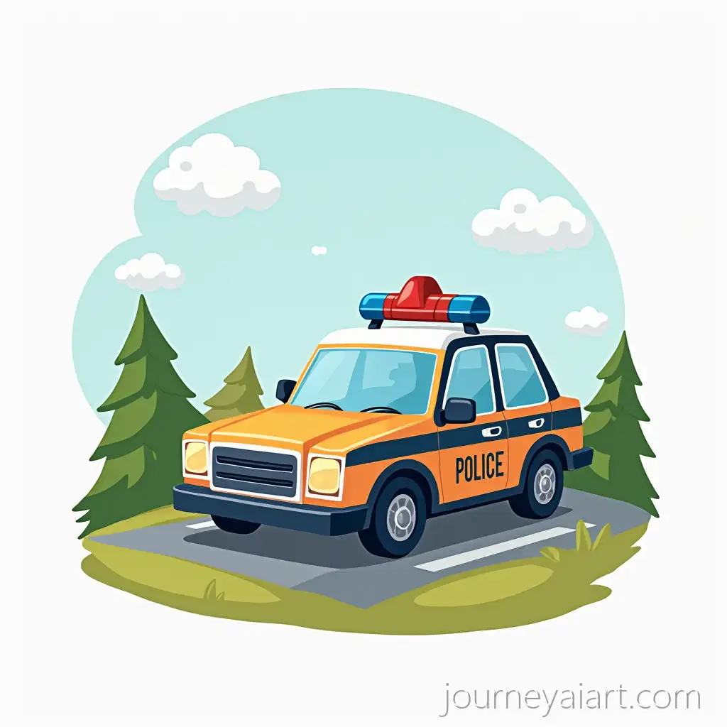 Colorful-Childish-Illustration-of-a-Police-Car-for-Memory-Game-on-Transportation