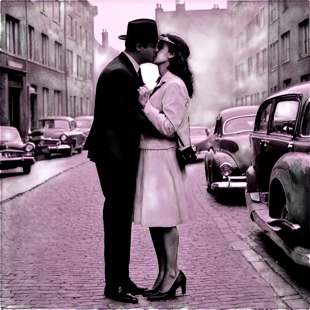 Romantic-Kiss-in-1950s-Style-PNG-Image-of-Vintage-Love