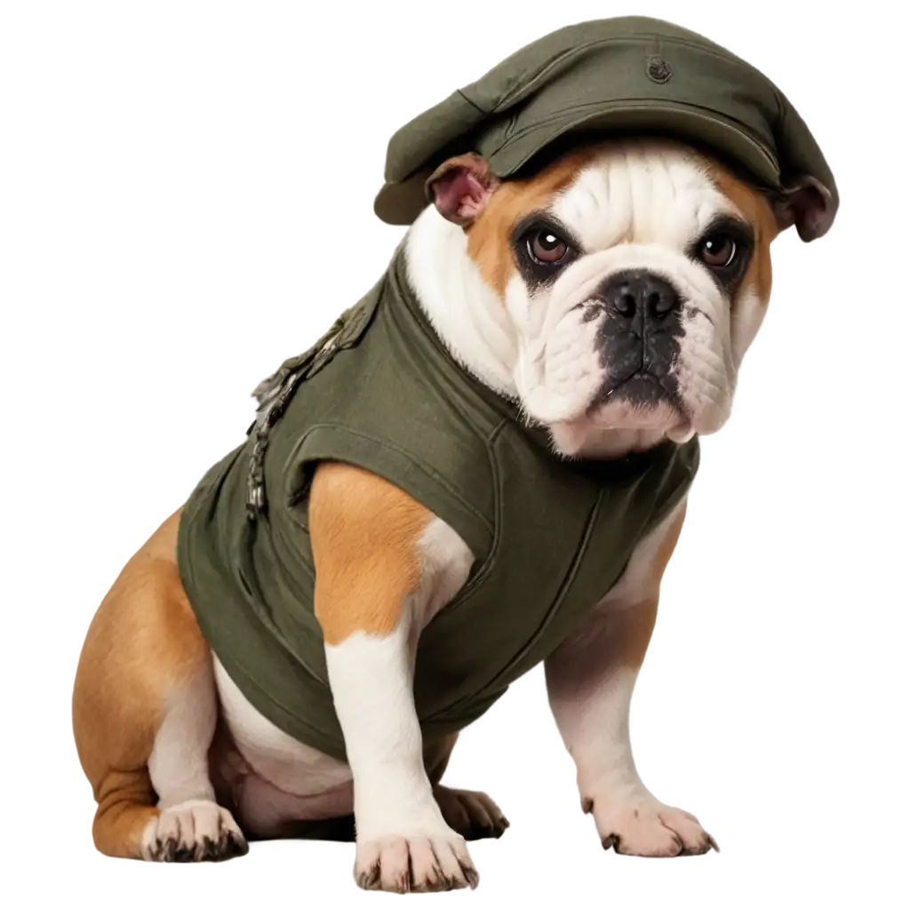 English-Bulldog-Dog-in-Army-Clothes-PNG-Image-Courageous-Canine-Character