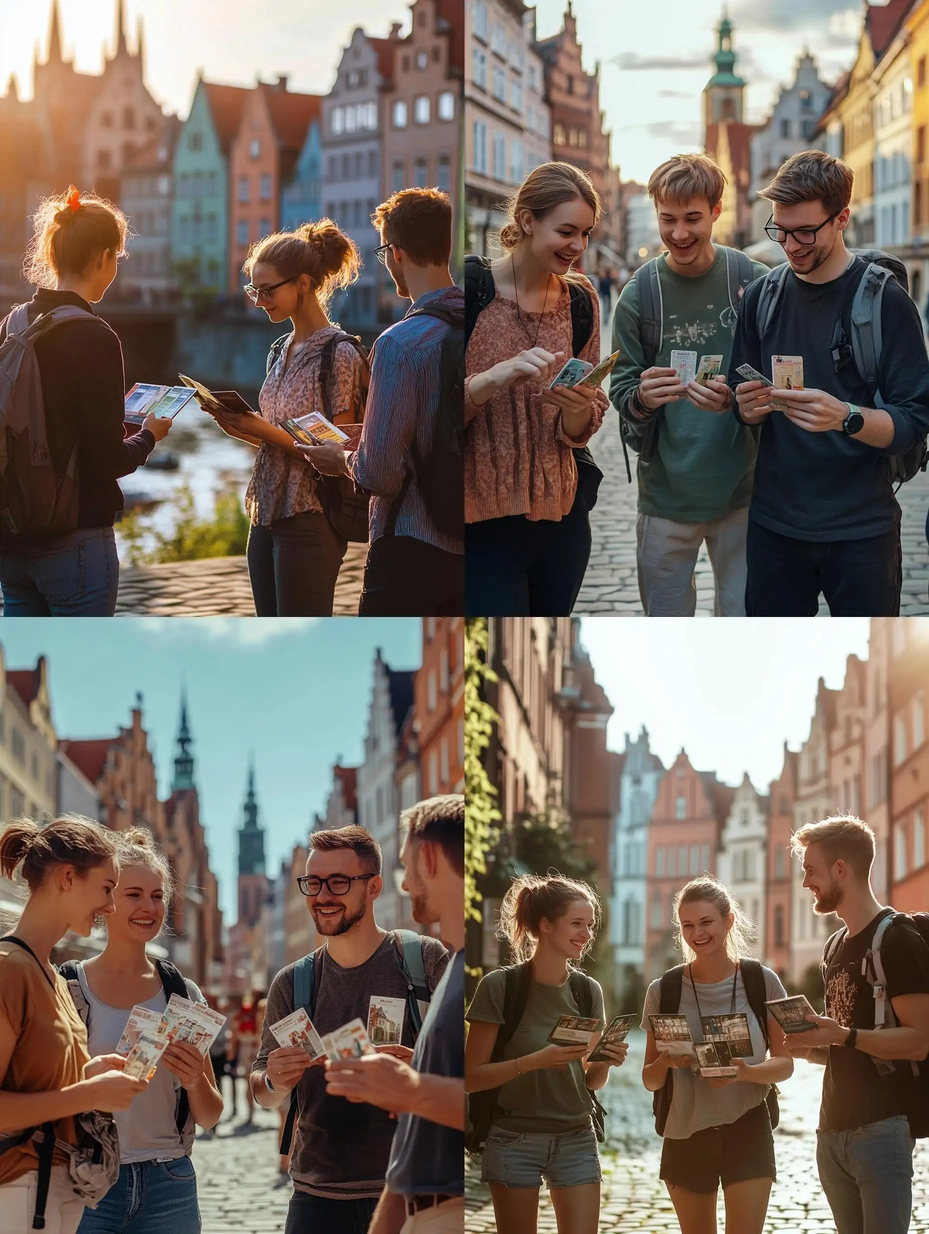 Summer-Evening-City-Game-Promotion-with-Three-People-Holding-Cards