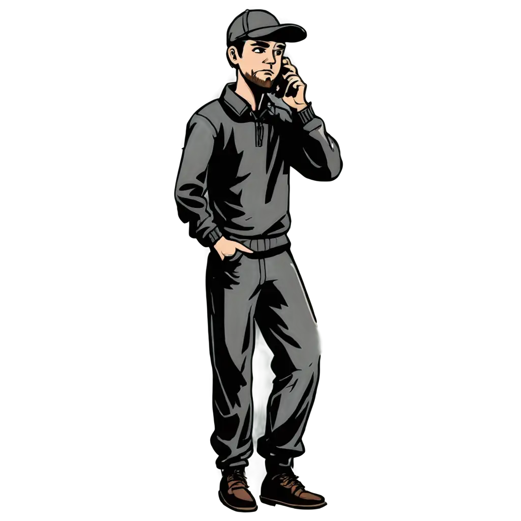 PNG-Image-of-a-Doodle-ThPNG-Image-Usage-Scenariosief-Making-a-Phone-Call-Perfect-for-Creative-Projects