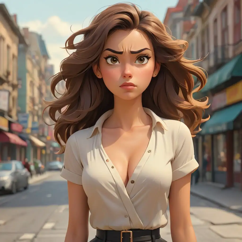 Unhappy-Woman-in-Cartoon-Style-Against-Street-Background