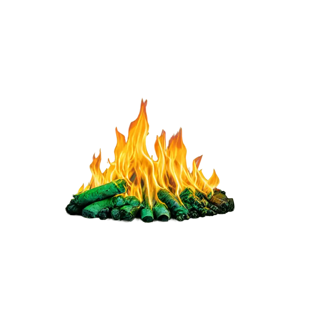 Vibrant-Fire-with-Green-and-Yellow-Colors-PNG-Image-for-HighQuality-Design