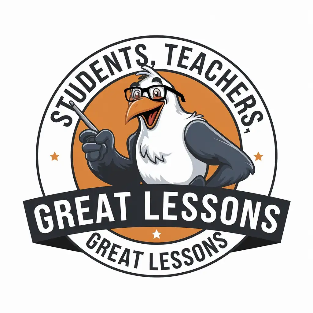 LOGO Design For Education Funny Crow with Glasses and Pointer Stick