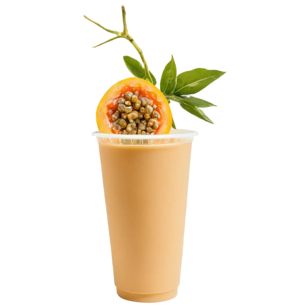 Passion-Fruit-Drink-in-Disposable-Plastic-Cup-PNG-with-Sweat-from-Ice-High-Quality-Image-for-Versatile-Use