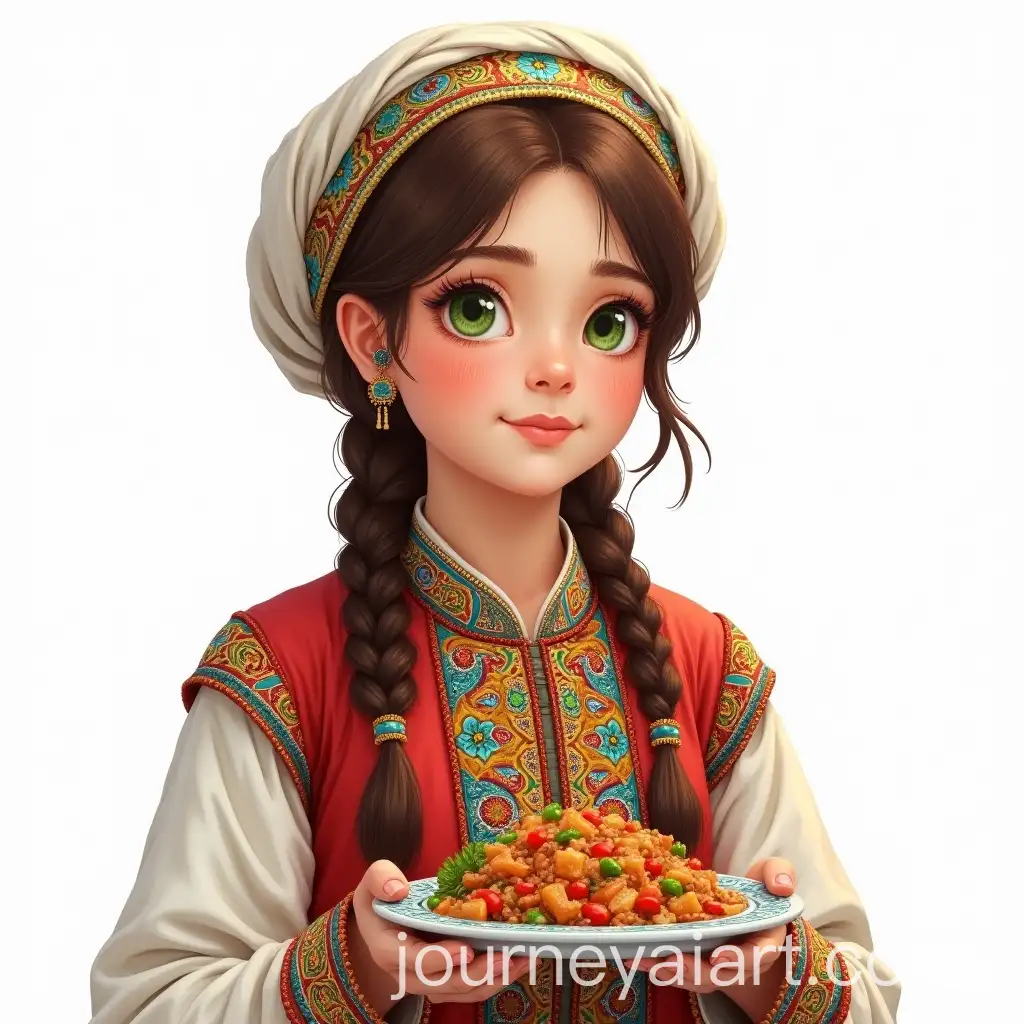Uzbek-Girl-in-Traditional-Dress-Holding-a-Plate-of-Plov