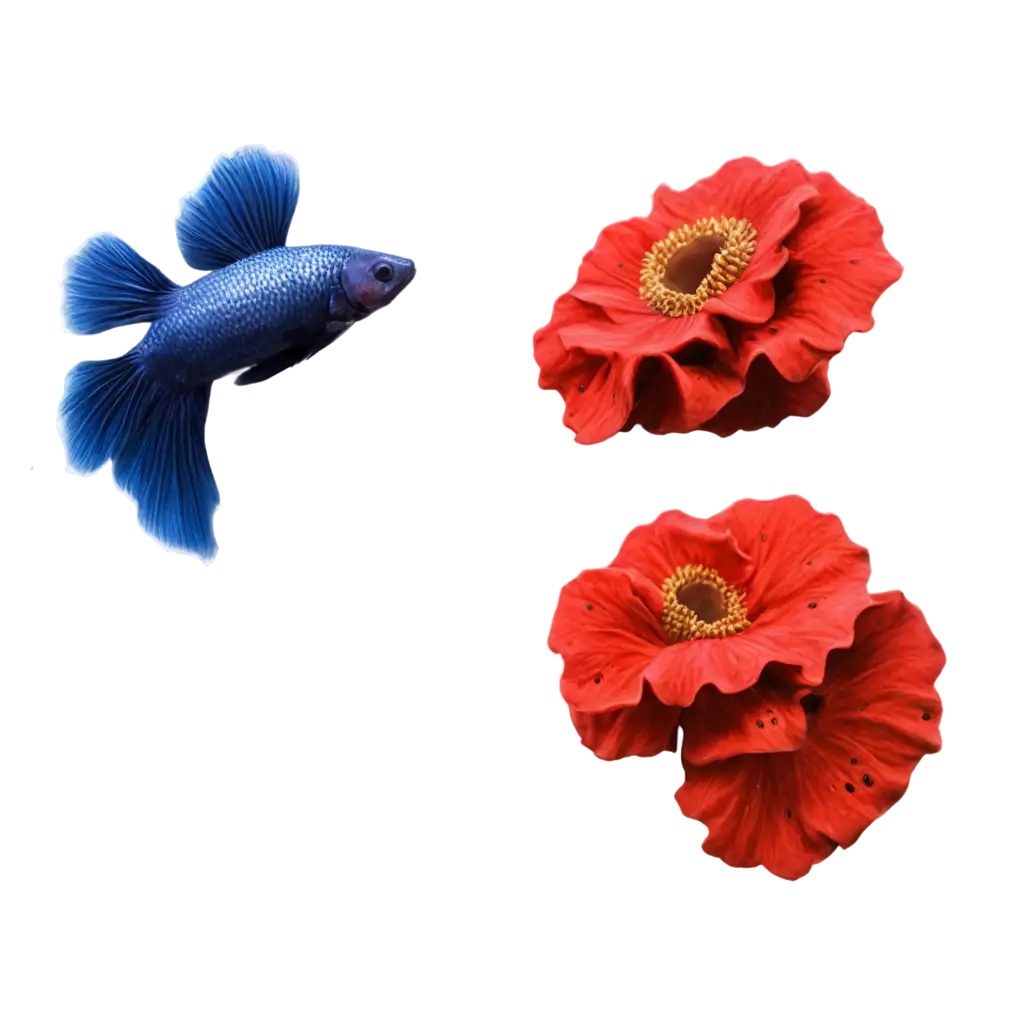 PNG-Image-Betta-Fish-Swimming-Around-Rafflesia-Flower