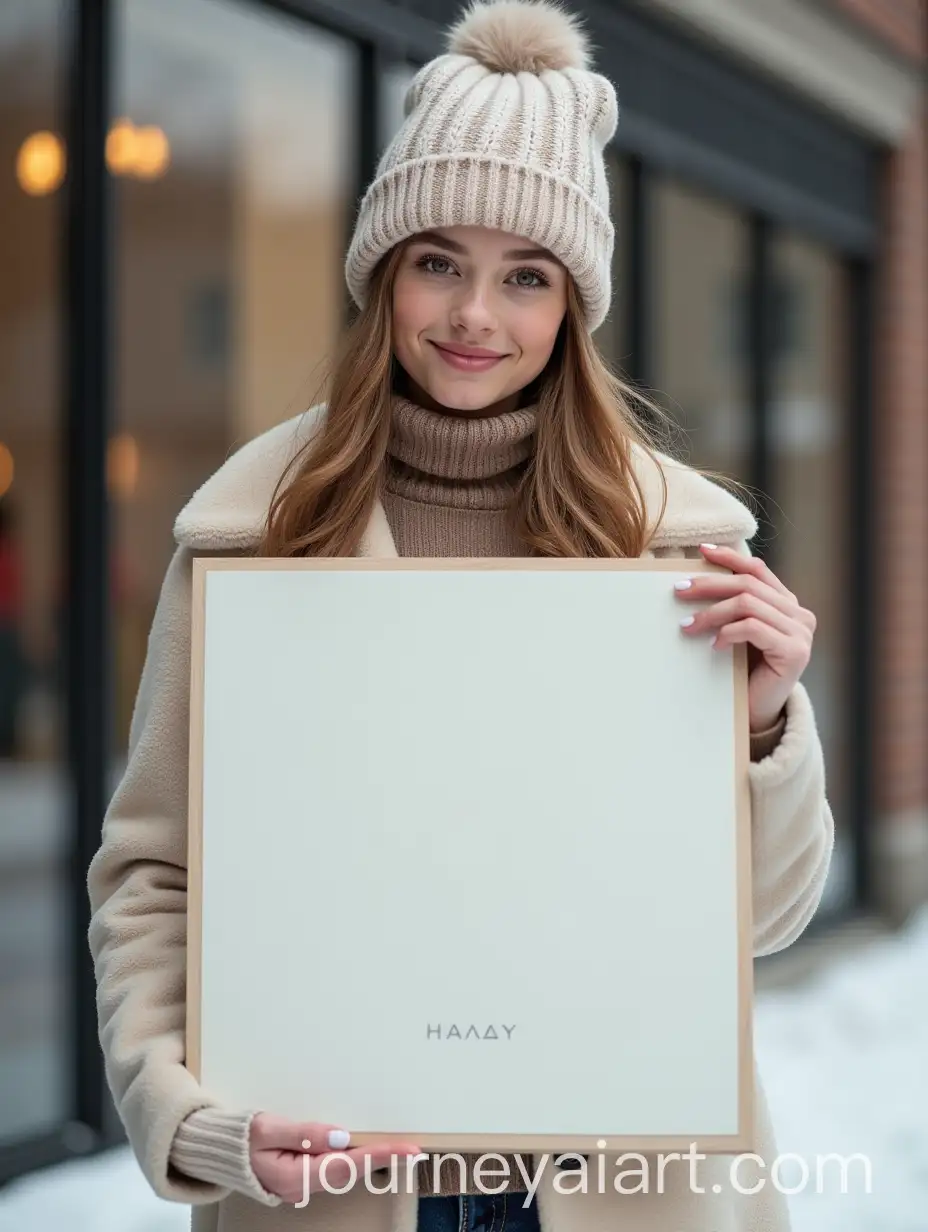 European-Girl-in-Elegant-Winter-Fashion-Holding-Blank-Sign-in-Stylish-Outdoor-Winter-Setting