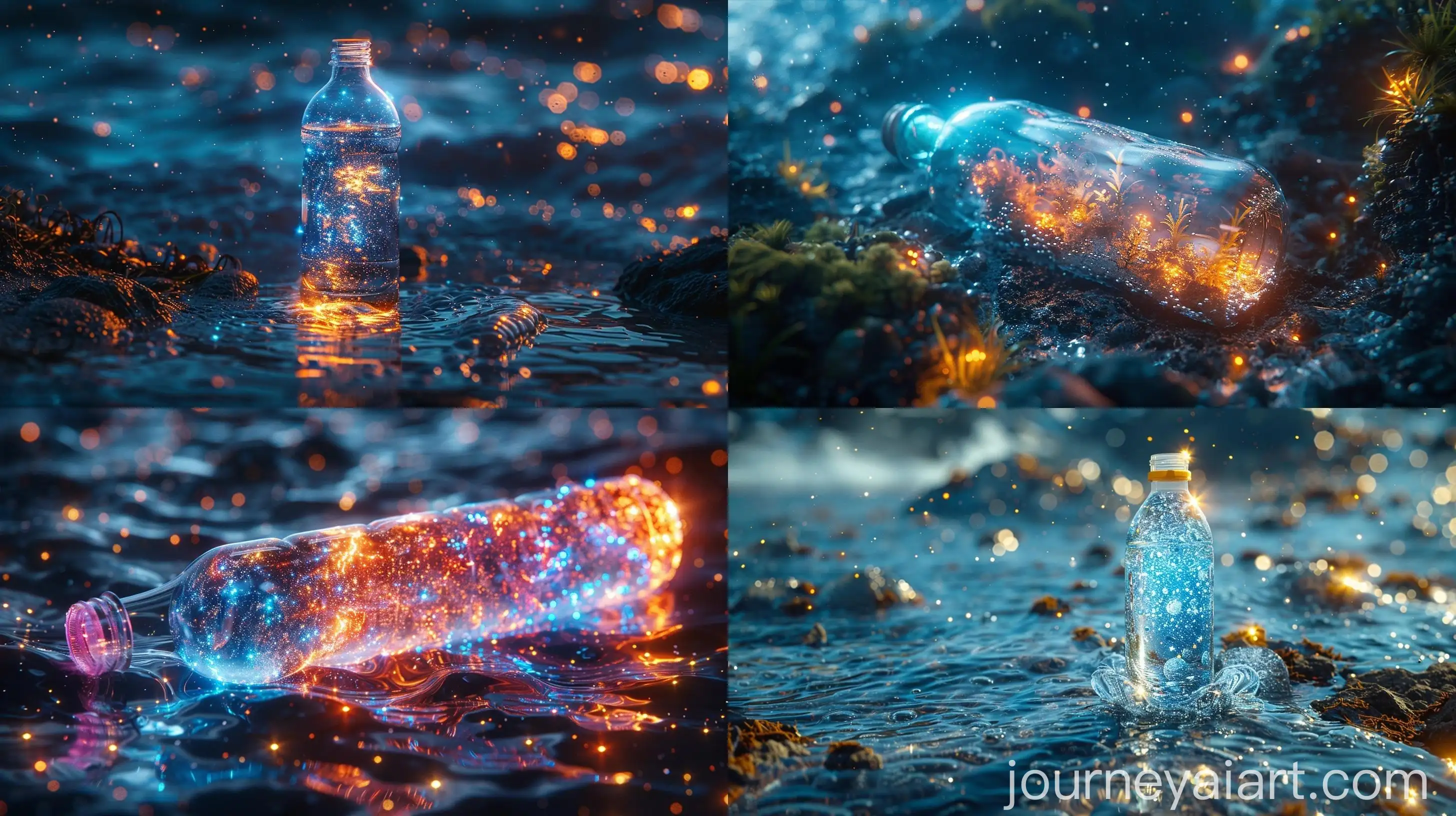 Transparent-Plastic-Bottle-Suspended-in-Space-Containing-EarthLike-Environment