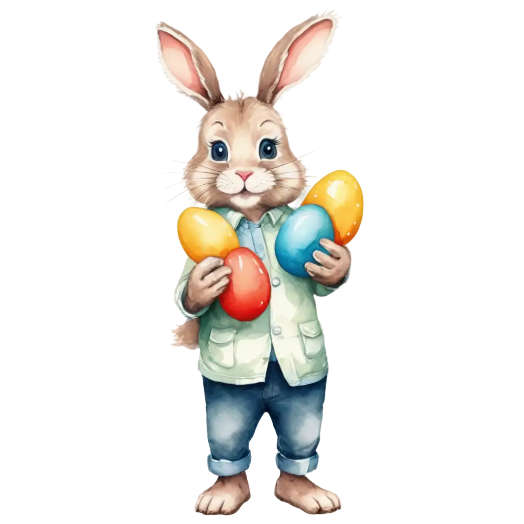 Easter-Bunny-Holding-Colorful-Eggs-in-Paws-Watercolor-Style-PNG-Image-for-Festive-Designs