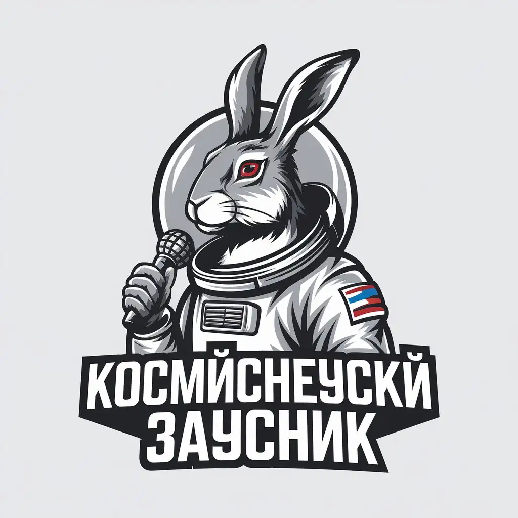 a vector logo design,with the text "Kosmicheyskiy Zaychik", main symbol:Hare,Minimalistic,be used in Comedy industry,clear background