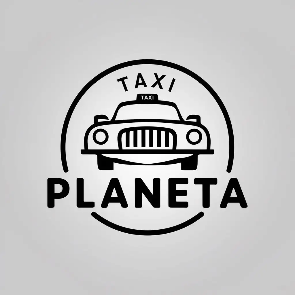 a vector logo design,with the text "Taxi Planeta", main symbol:taxi car,complex,clear background