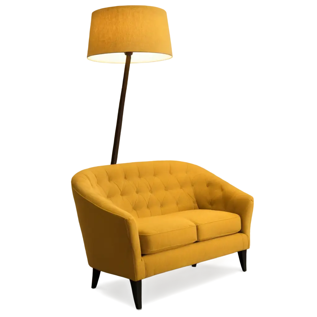 Yellow-Sofa-and-Dark-Floor-Lamp-PNG-Image-for-Interior-Design-and-Decoration