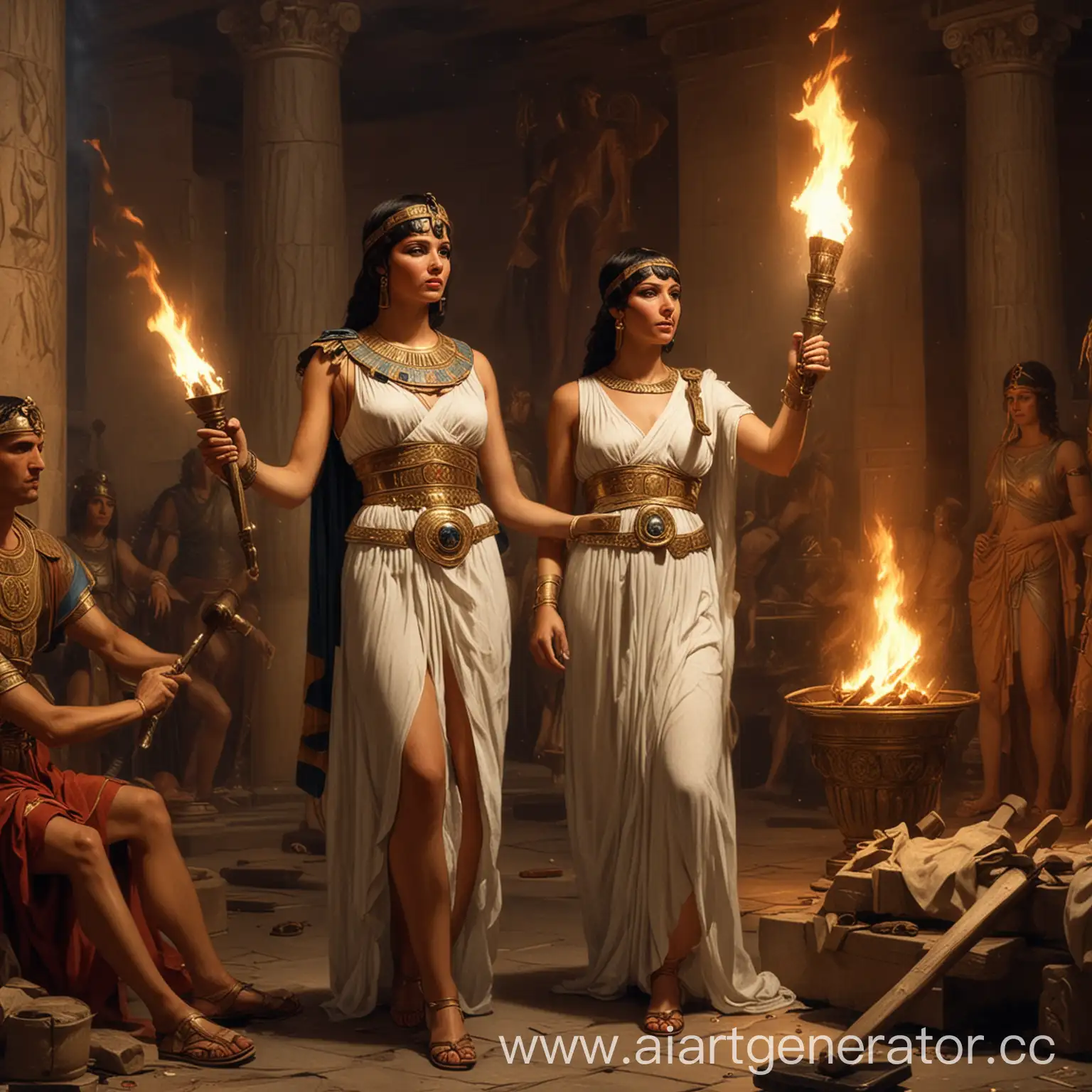 Ancient-Rome-Cleopatra-Lighting-Torches