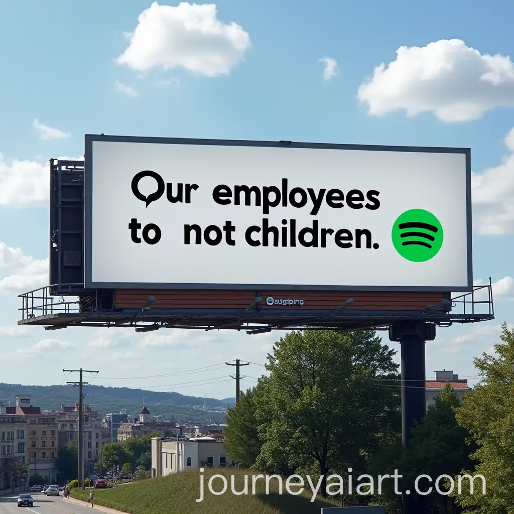Billboard-Design-Featuring-Our-Employees-Are-Not-Children-Quote-with-Spotify-Logo