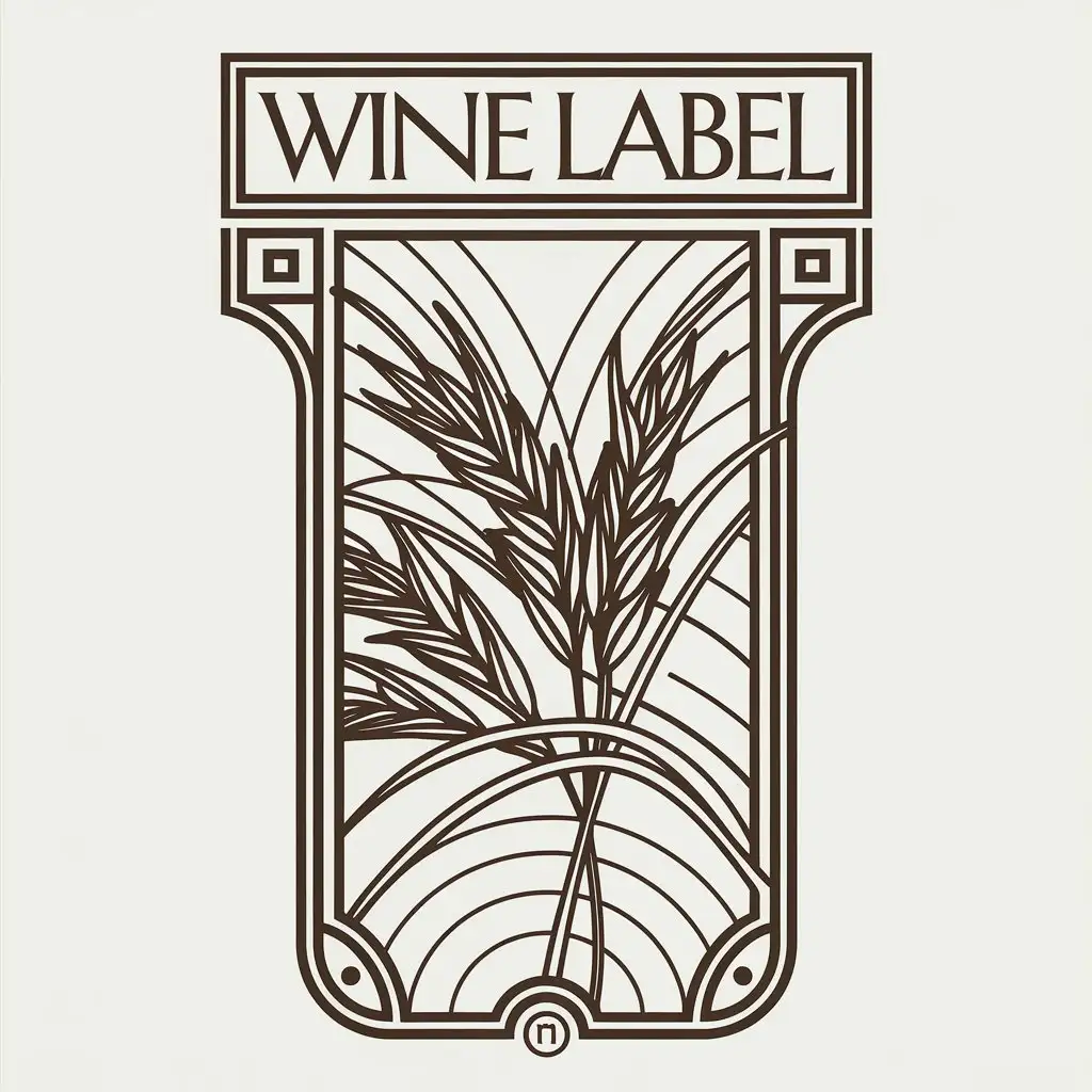 LOGO Design for Art Nouveau Minimalist Wine Label Barley Icon with Modern Border