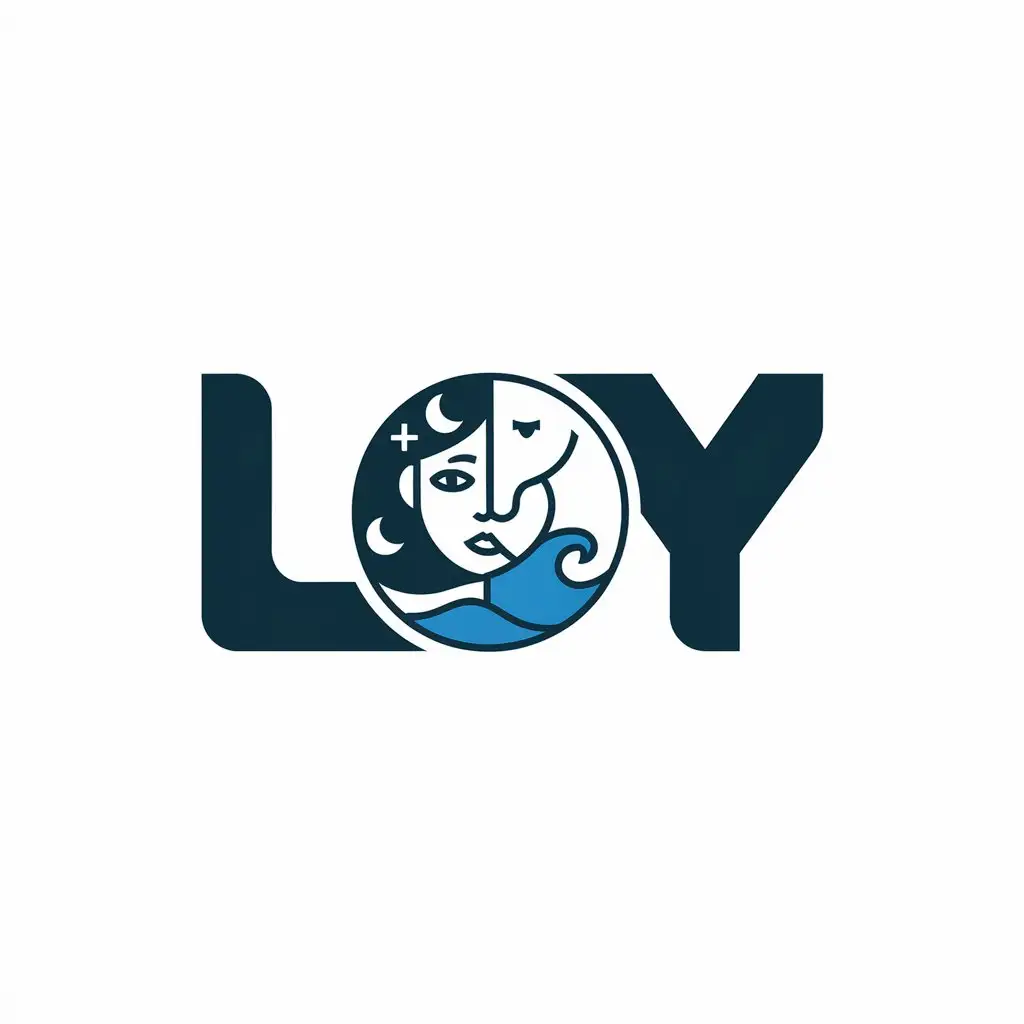 LOGO-Design-for-LOY-Vector-Logo-Featuring-Half-Girl-Half-Horse-Moon-and-Sea-Wave-Theme