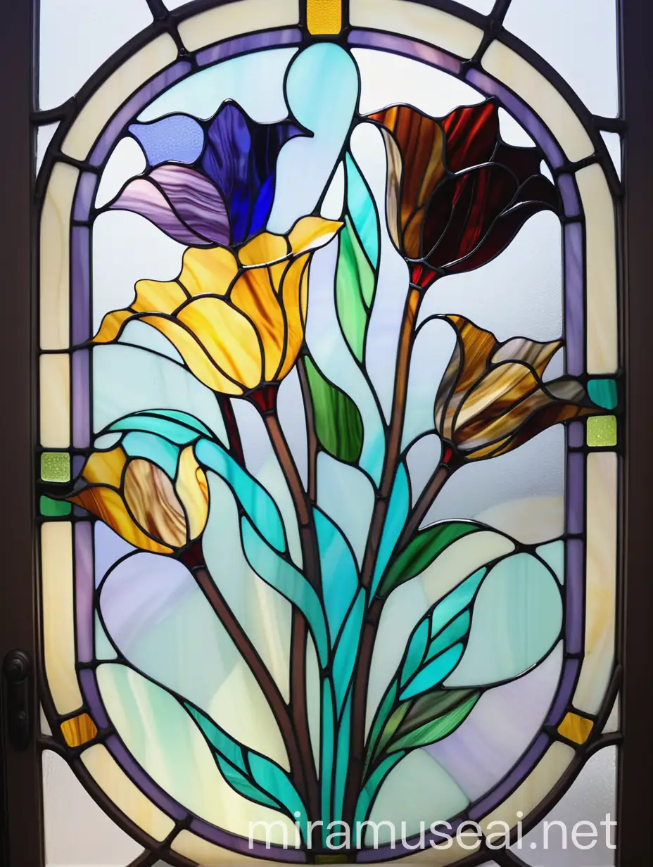 Abstract Stained Glass Door Flower in Tiffany Style