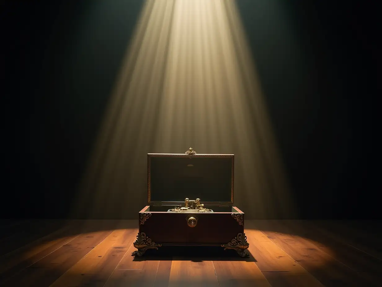 Ray-of-Light-Illuminating-a-Spinning-Music-Box-on-Stage