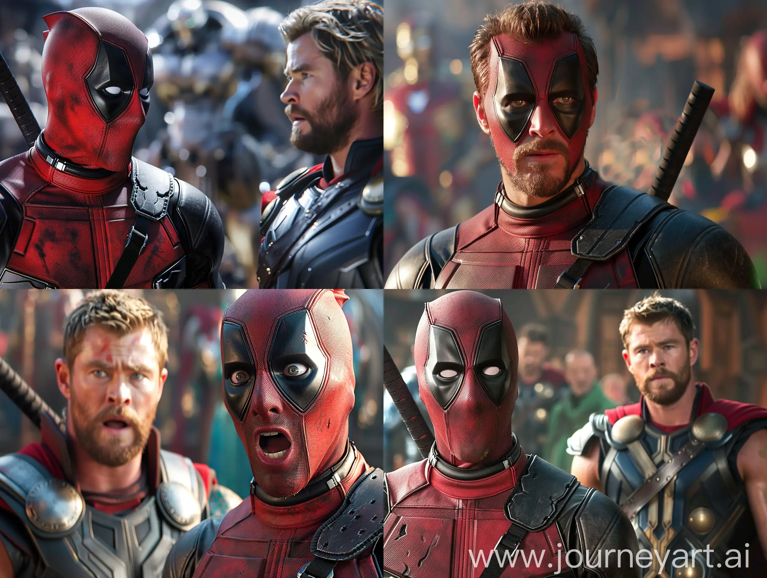 Cinematic-CloseUp-of-Deadpool-and-Thor-in-Avengers-Headquarters