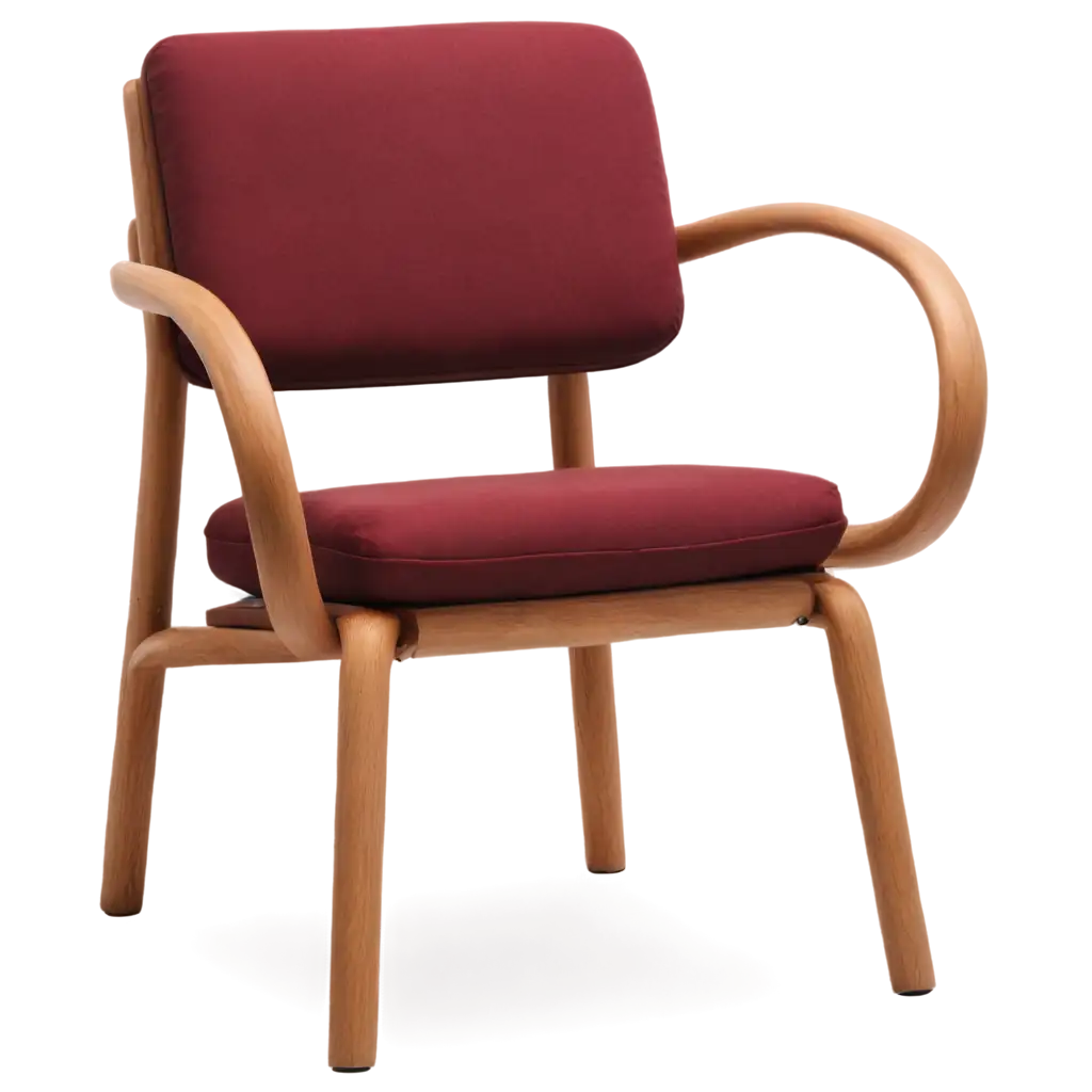 Light-Wood-Chair-with-Maroon-Cushions-PNG-Image-Ideal-for-Interior-Design-Home-Decor-Projects