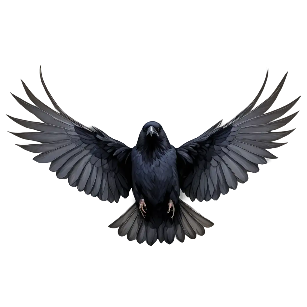 Stunning-PNG-Drawing-of-a-Crow-with-Open-Wings-Create-Impactful-Visuals