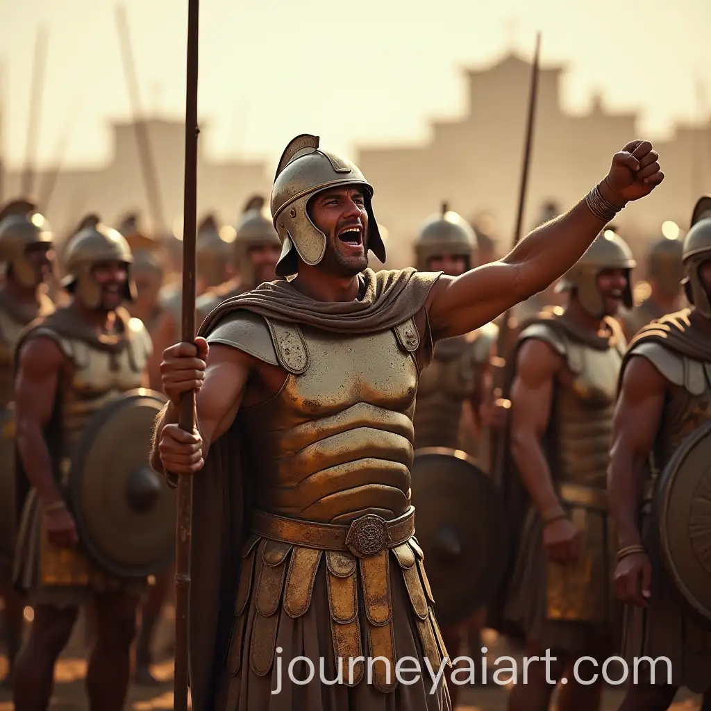 Victorious-Greek-Soldiers-Celebrating-in-Bronze-Armor