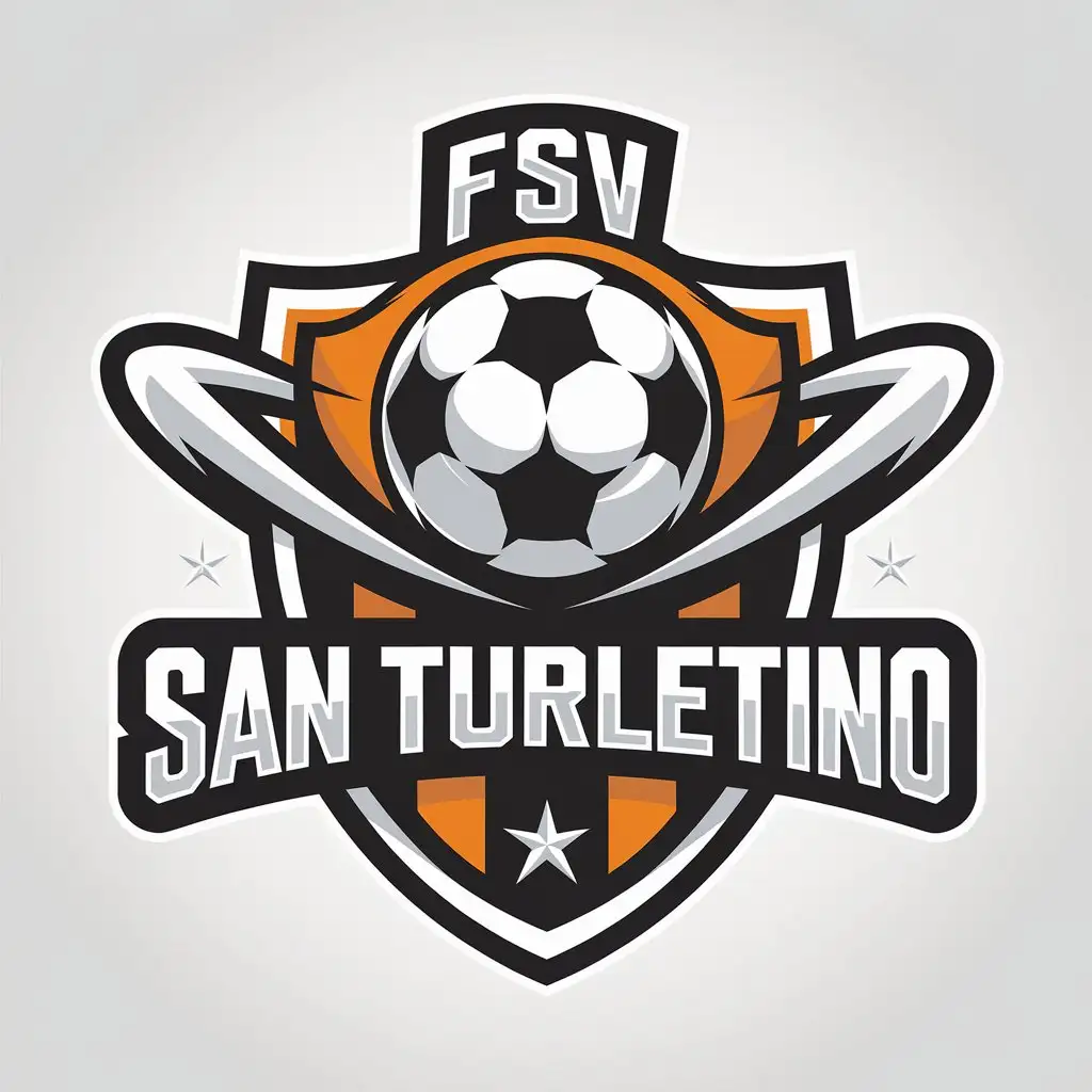 LOGO Design for FSV San Turletino Vector Logo with Soccer Theme in Orange for Sports Fitness Industry