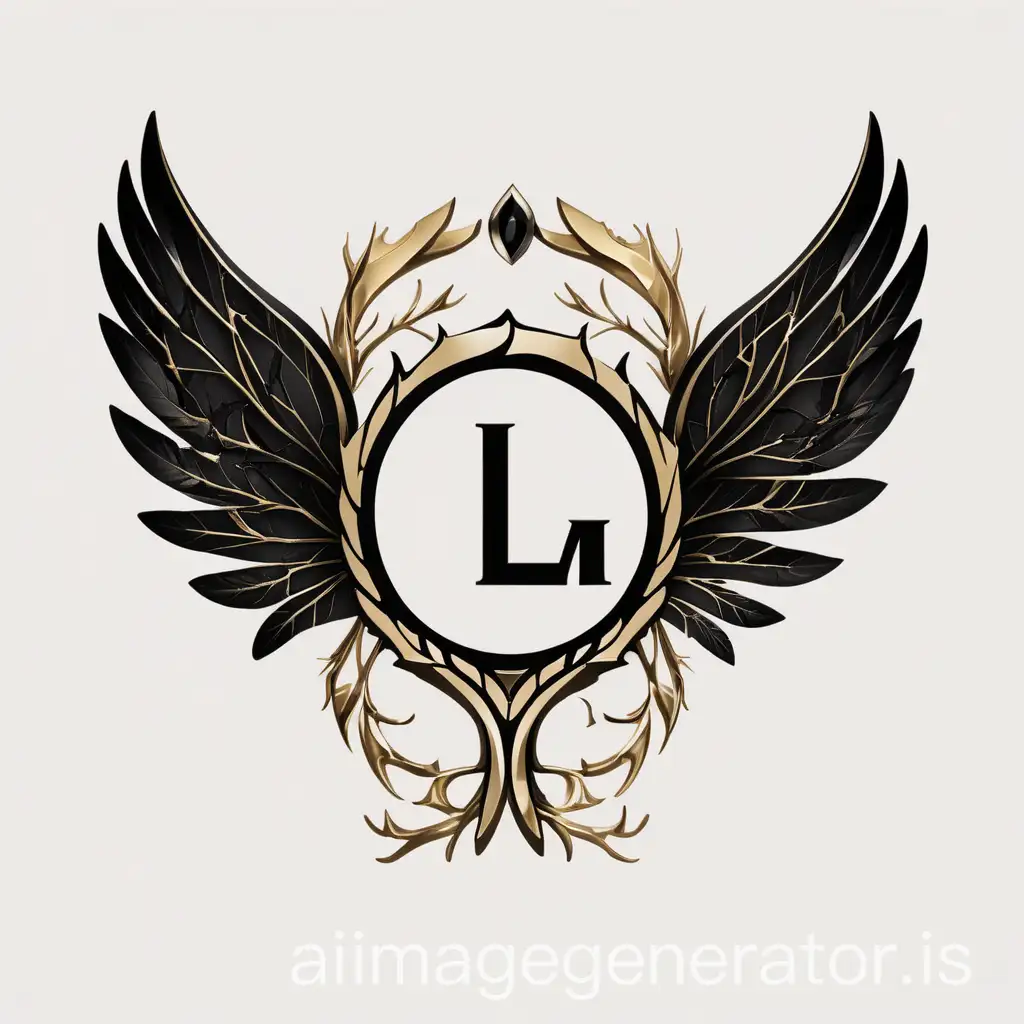 We want for our project a logo that is a mix of several objects (angel wings, a cracked angel ring and a tree leaf), with black and gold colors. This logo, which is a mix of several elements, would be much more abstract than three simple elements side by side. I also want the logo to have the letters LBM (the acronym of the brand with the main letters). Made in a very clean way, without decoration, with a bit abstract design