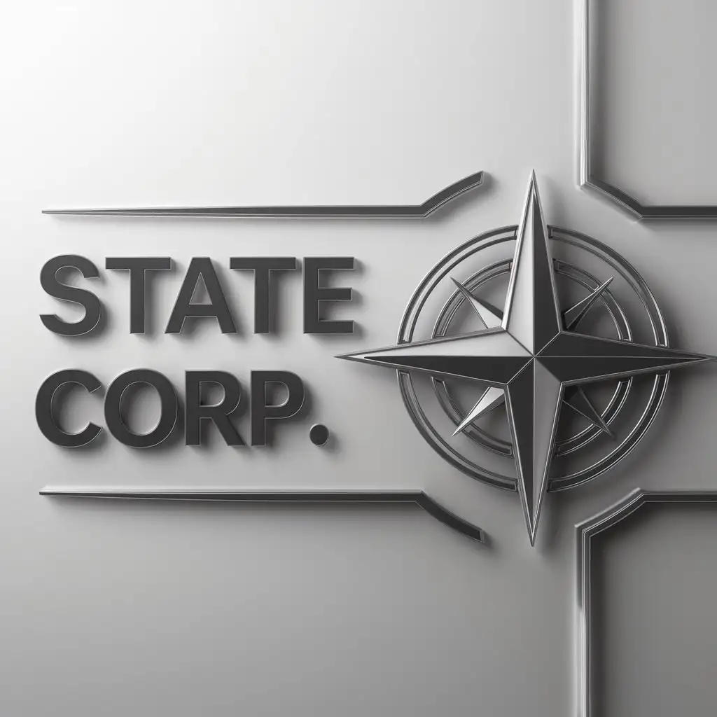 a logo design,with the text "State Corp.", main symbol:compass rose,complex,clear background