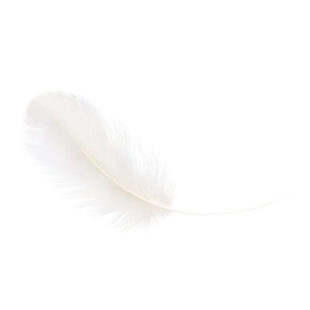 tender white round feather, floating in the air