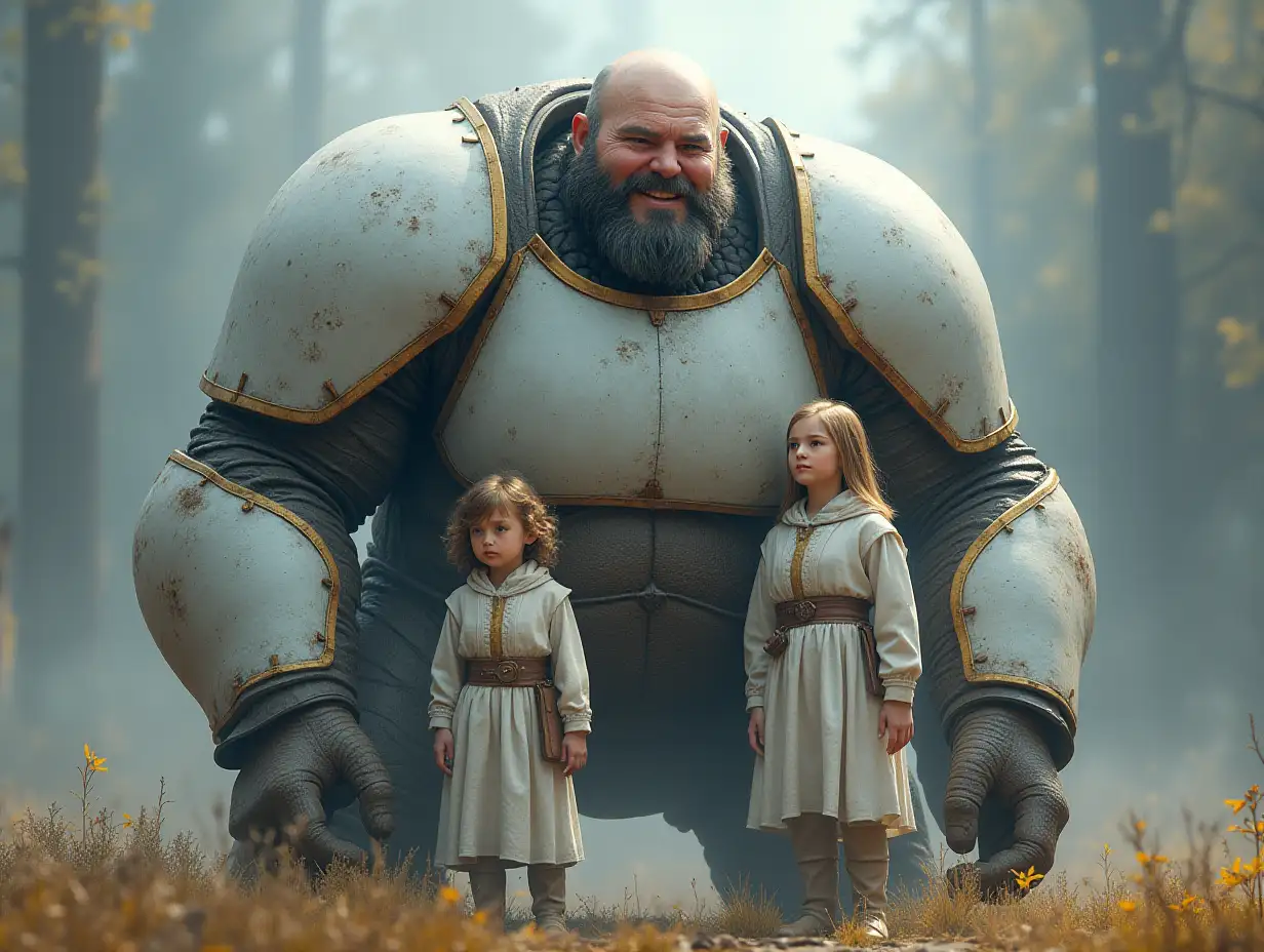 Ki-Fantasy family,Man,Woman, and Children, giant Hage face and with glass and White armor equipment