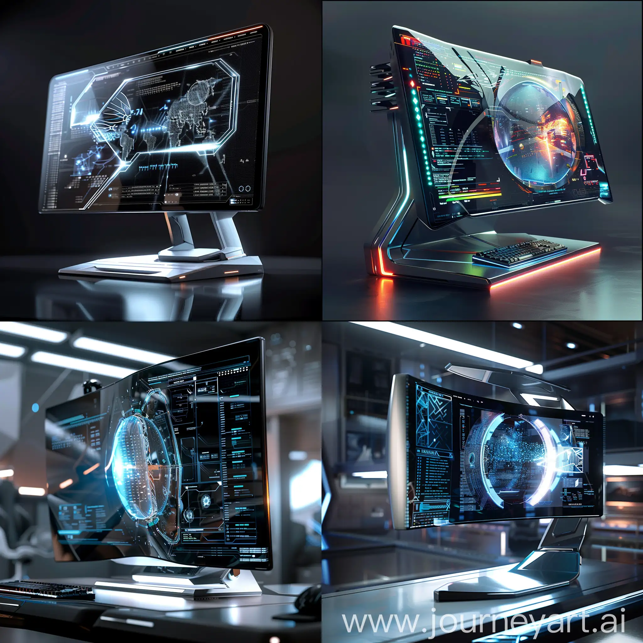 Futuristic-PC-Monitor-Displaying-Holographic-Technology-and-Dynamic-Lighting