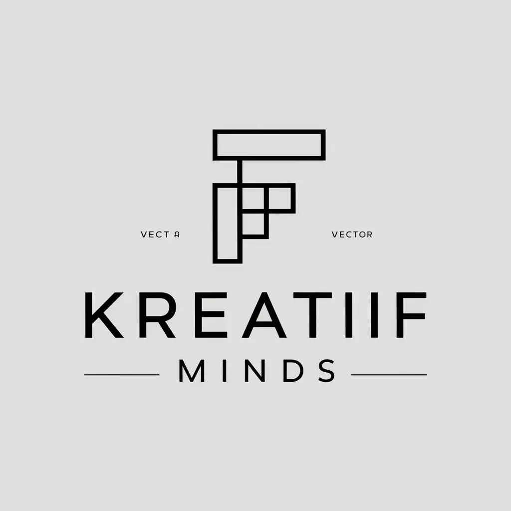 a vector logo design,with the text "Kreatif Minds", main symbol:f logo,Minimalistic,be used in photography industry,clear background